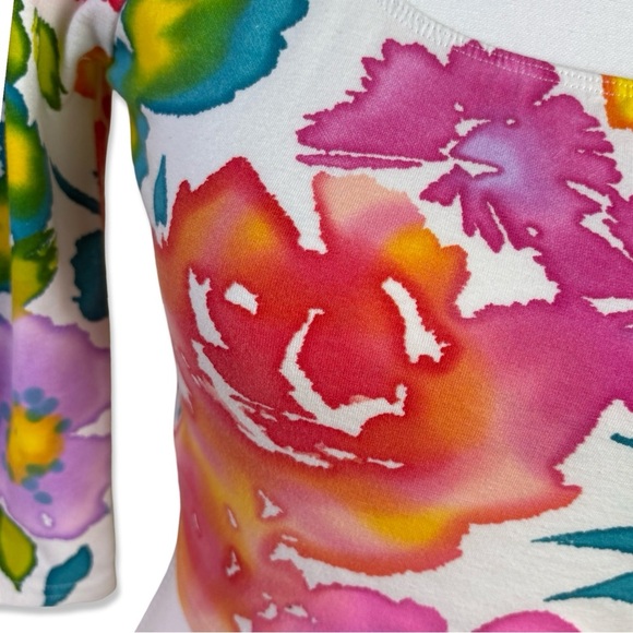 VINTAGE 80s/90s/Y2K Floral Stretchy Crop Top - Picture 3 of 4